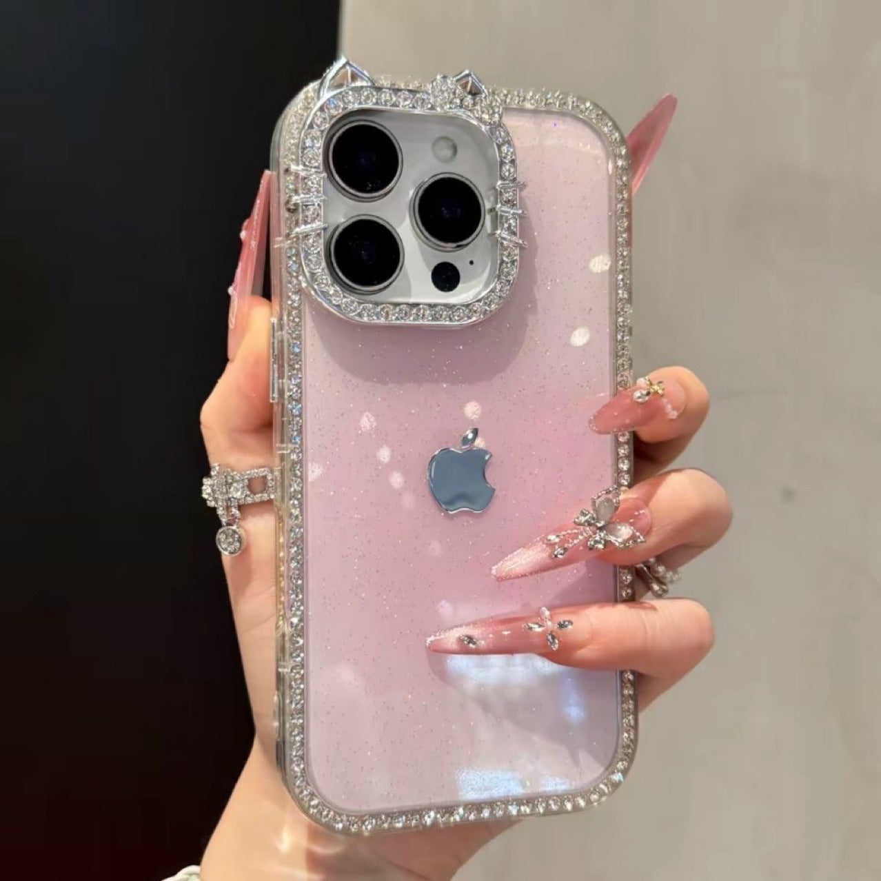 3D Diamond Cat Ear Shockproof Gradient Phone Case For iPhone 17 Pro Max 16 15 14 13