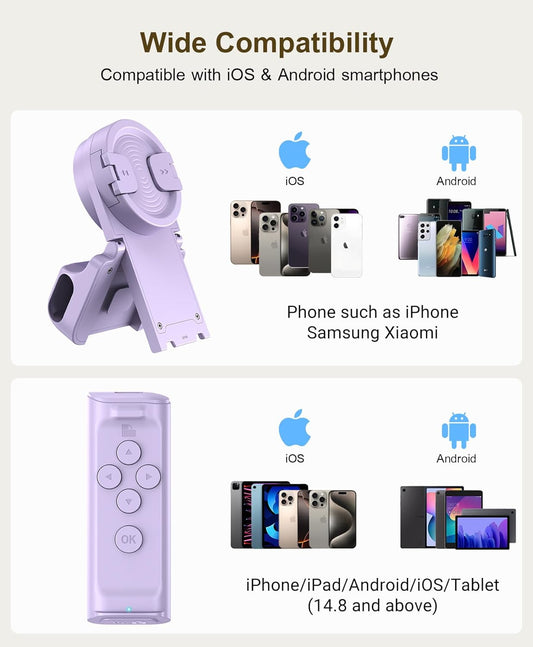 Mobile Phone Stand with Bluetooth Remote for TikTok/iOS/Android/iPad/iPhone