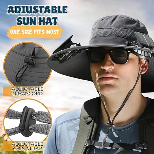 Brim Sun Hat Solar-Powered Electric Fan For  Men Women Outdoor
