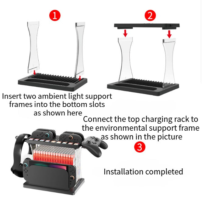 Storage Bracket with RGB Lights Charging for Switch