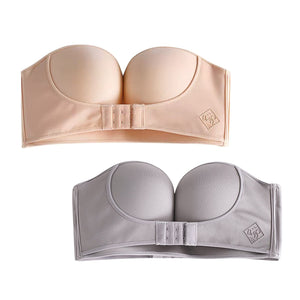 Women Invisible non-slip bra with no straps, front buckle with no steel ring Gathering adjustable bra