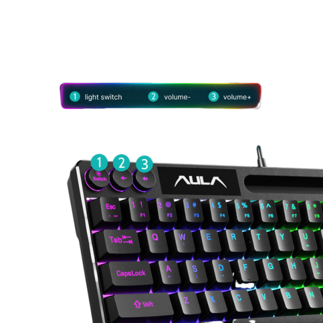 Keyboard with 61-Key Wired RGB for Gaming Office