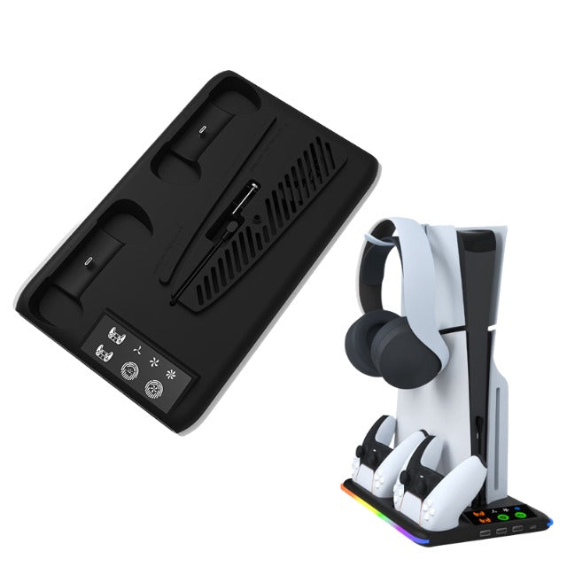 Storage Bracket with RGB Lights Multifunctional Cooling for PS5