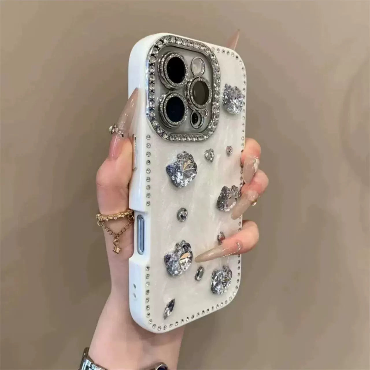 3D Kitty Diamond Full Coverage Anti Shock Phone Case For iPhone 16 Pro Max 15 14