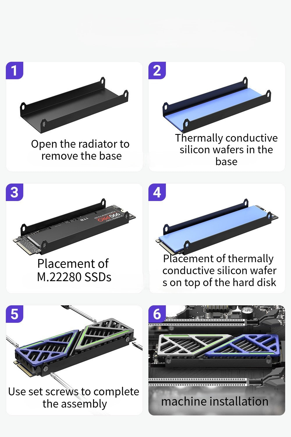 SSD Heatsink Fast Thermal Cooling with Adjustable Fit for M.2 2280