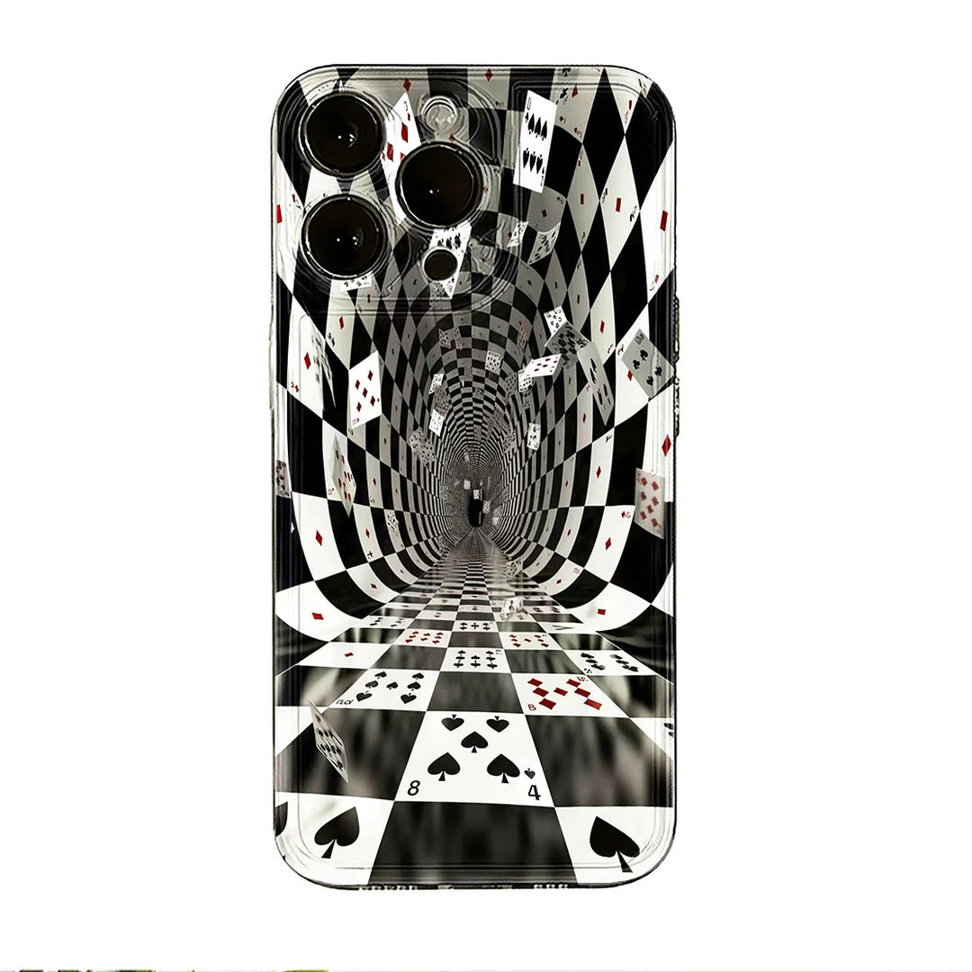 3D Blackjack Poker Pattern Shockproof Full Coverage Phone Case For iPhone 16 Pro Max 15 14 13 11