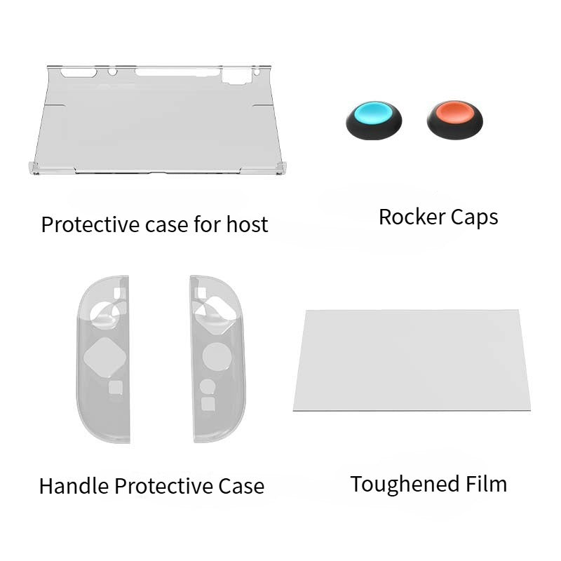 6-in-1 Protective Case Kit with Joystick Caps & Screen Protector for Switch