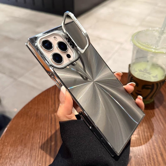 Square CD Texture Aurora Phone Case Lens Bracket For iPhone 16 Pro Max 15 14 13