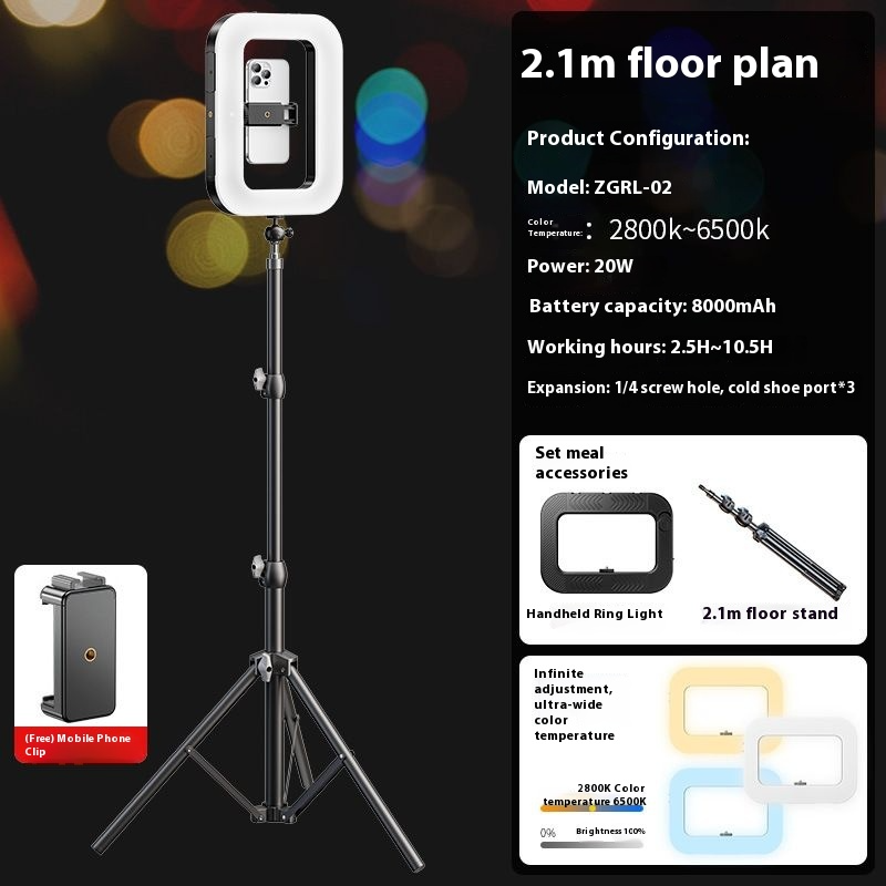 Handheld Ring Light with High-CRI LED Lighting for Live Streaming Vlogging Photography
