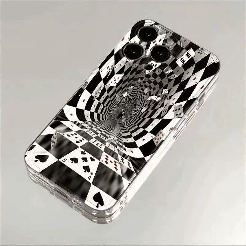 3D Blackjack Poker Pattern Shockproof Full Coverage Phone Case For iPhone 16 Pro Max 15 14 13 11
