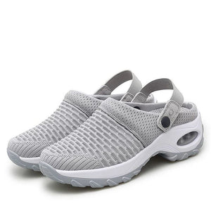 Women's Mesh Garden Shoes, Breathable Casual Air Cushion Slip-on Shoes, Running Jogging Sneakers Ladies Nursing Work Air Shoes