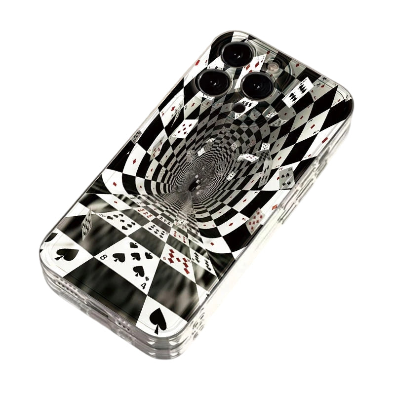 3D Blackjack Poker Pattern Shockproof Full Coverage Phone Case For iPhone 16 Pro Max 15 14 13 11