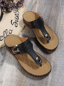 Ladies Golden Buckle Summer Sandals Women's Outdoor Toe Sandals