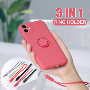 Original Silicone Magnetic Ring Holder Case For iPhone Soft Stand Finger Bracket Cover