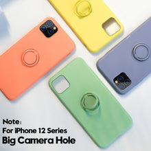 Load image into Gallery viewer, Original Silicone Magnetic Ring Holder Case For iPhone Soft Stand Finger Bracket Cover