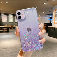 Load image into Gallery viewer, Clear Glitter Phone Case For iPhone Cute Gradient Rainbow Sequins Coque