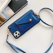 Load image into Gallery viewer, Luxury Crossbody Card Pocket Wallet Case Leather Strap Back Cover For iPhone