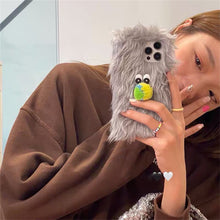 Load image into Gallery viewer, Korean Cute Fuzzy Plush Cartoon Monster Phone Case For iPhone 11 12 13 Pro XS Max X XR Winter Kawaii Soft Shockproof Back Cover