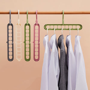 Multi-Function Multi-Layer Folding Magic Hanger with Nine Holes, Plastic Storage Rack Closet Organizers