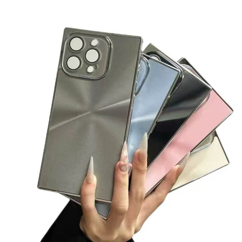 Square CD Texture Aurora Phone Case Lens Bracket For iPhone 16 Pro Max 15 14 13