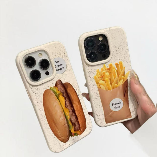 Fries Hamburger Pattern All Inclusive Shock Proof Phone Case For iPhone 16 Pro Max 15 14 13 11