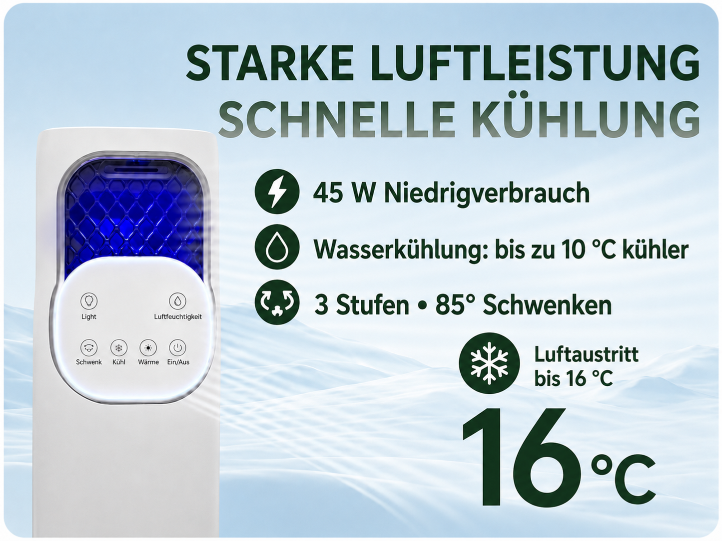 45W PTC 3L 12h-Timer Luftkühler