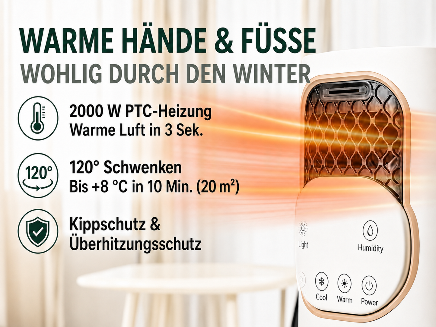 45W PTC 3L 12h-Timer Luftkühler