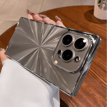 Square CD Texture Aurora Phone Case Lens Bracket For iPhone 16 Pro Max 15 14 13