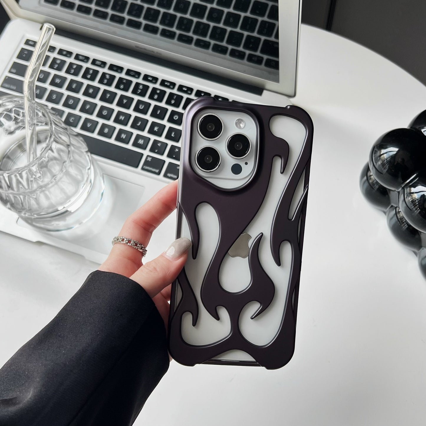 Phone Case with Electroplated Hollow for iPhone 16/15/11 Pro/Pro Max/Plus