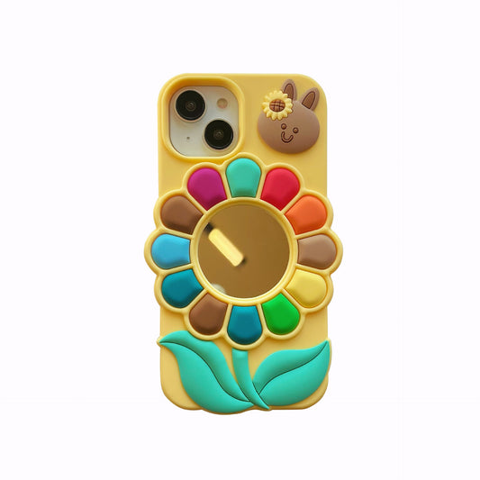 iPhone Case with Colorful 3D Sunflower Mirror for iPhone 11 to 14 Series