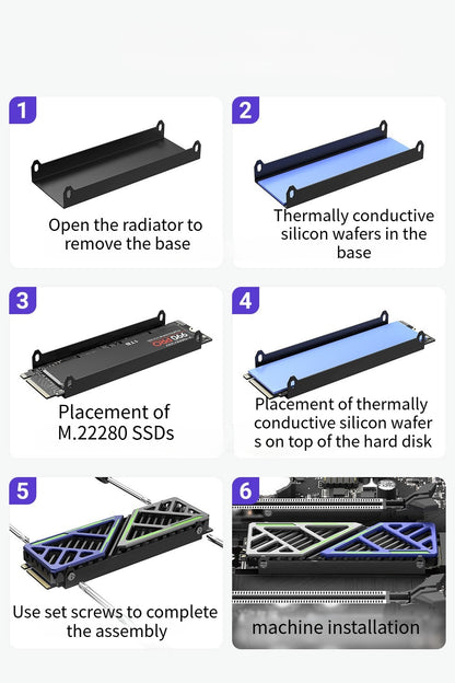 SSD Heatsink Fast Thermal Cooling with Adjustable Fit for M.2 2280