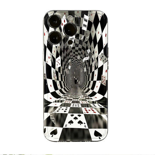 3D Blackjack Poker Pattern Shockproof Full Coverage Phone Case For iPhone 16 Pro Max 15 14 13 11