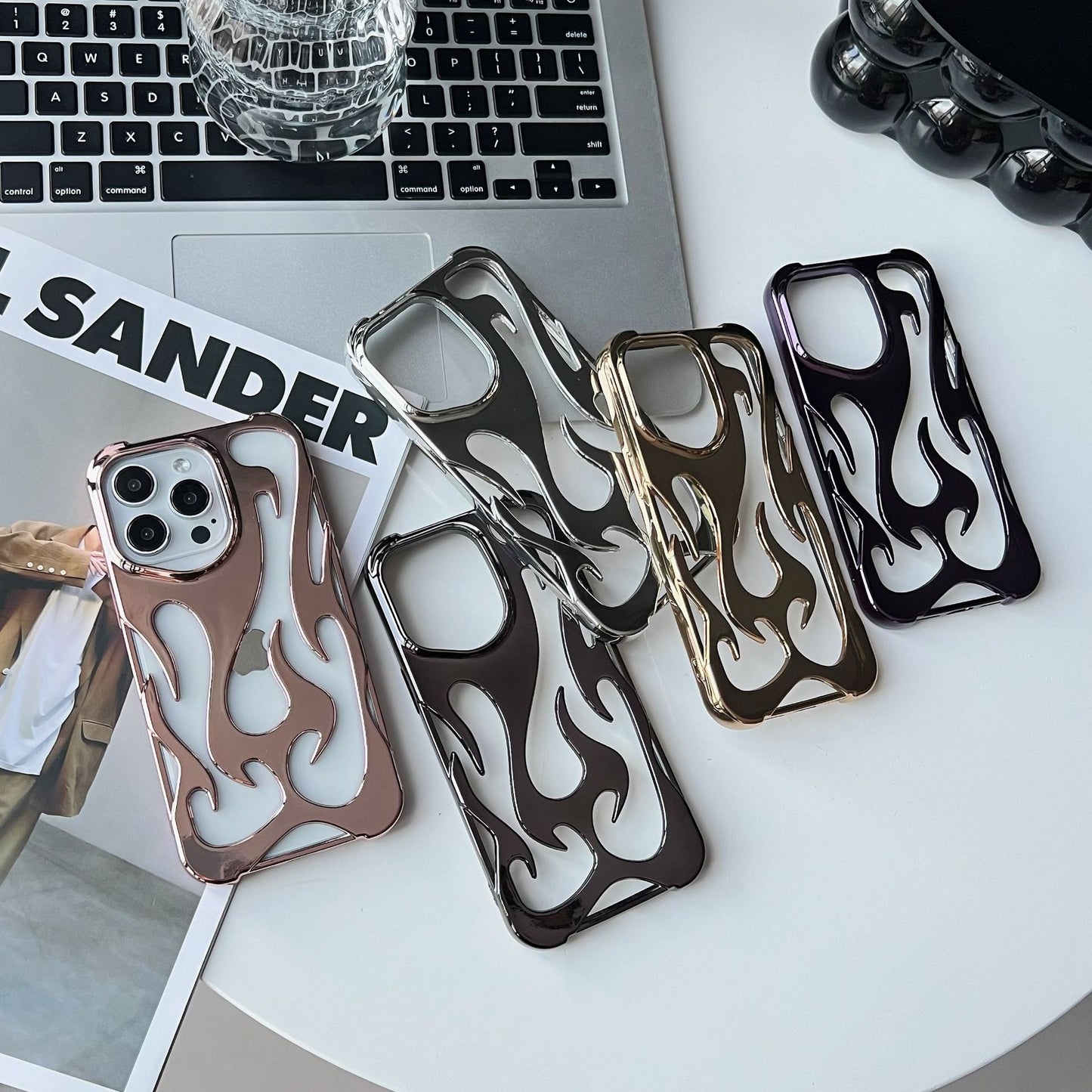 Phone Case with Electroplated Hollow for iPhone 16/15/11 Pro/Pro Max/Plus
