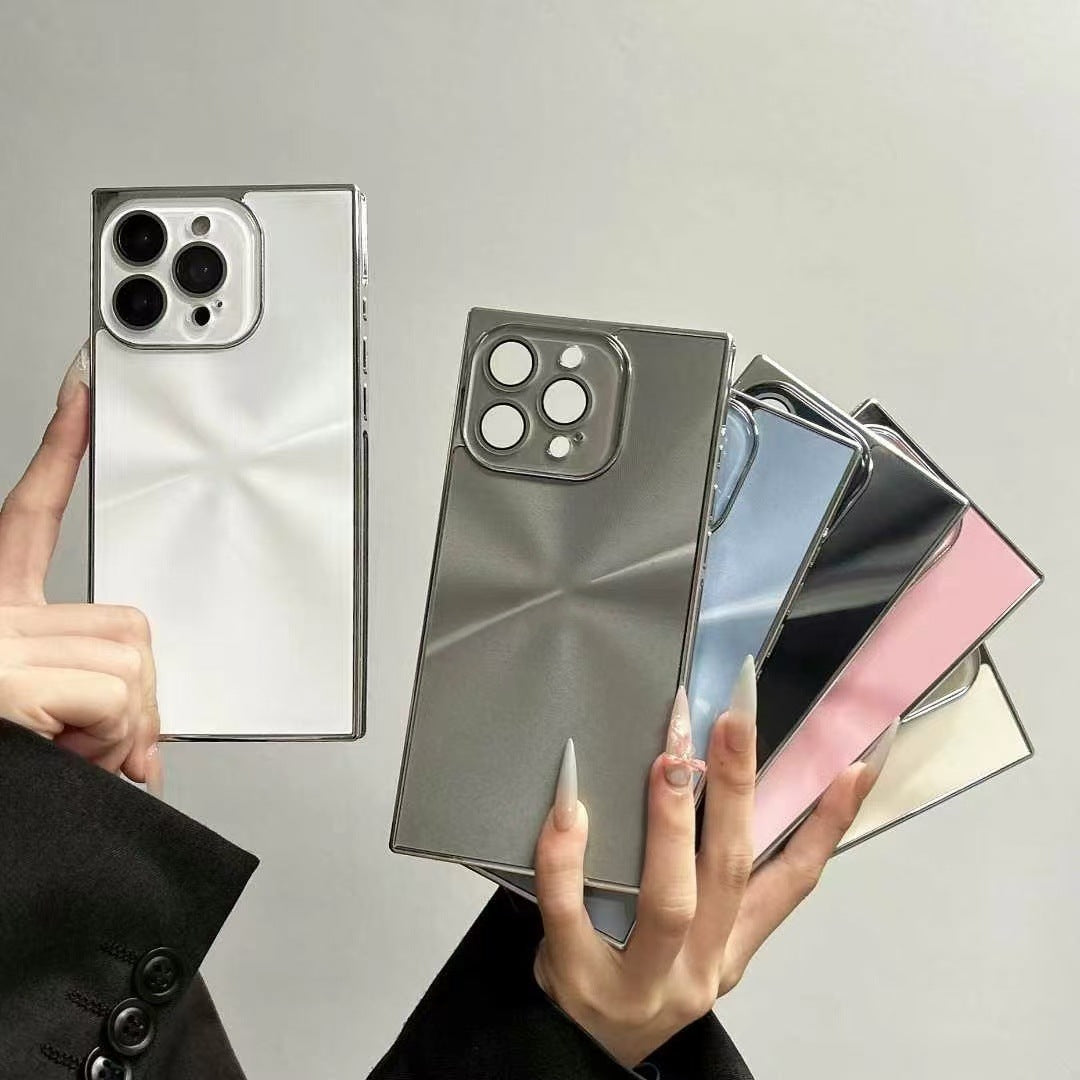 Square CD Texture Aurora Phone Case Lens Bracket For iPhone 16 Pro Max 15 14 13
