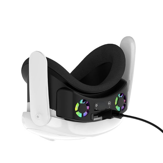 Cooling Face Mask with Airflow Ventilation RGB Lighting for Oculus Quest 3