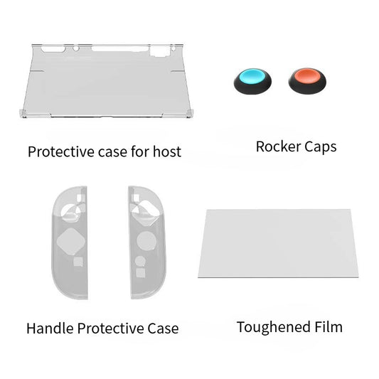 6-in-1 Protective Case Kit with Joystick Caps & Screen Protector for Switch