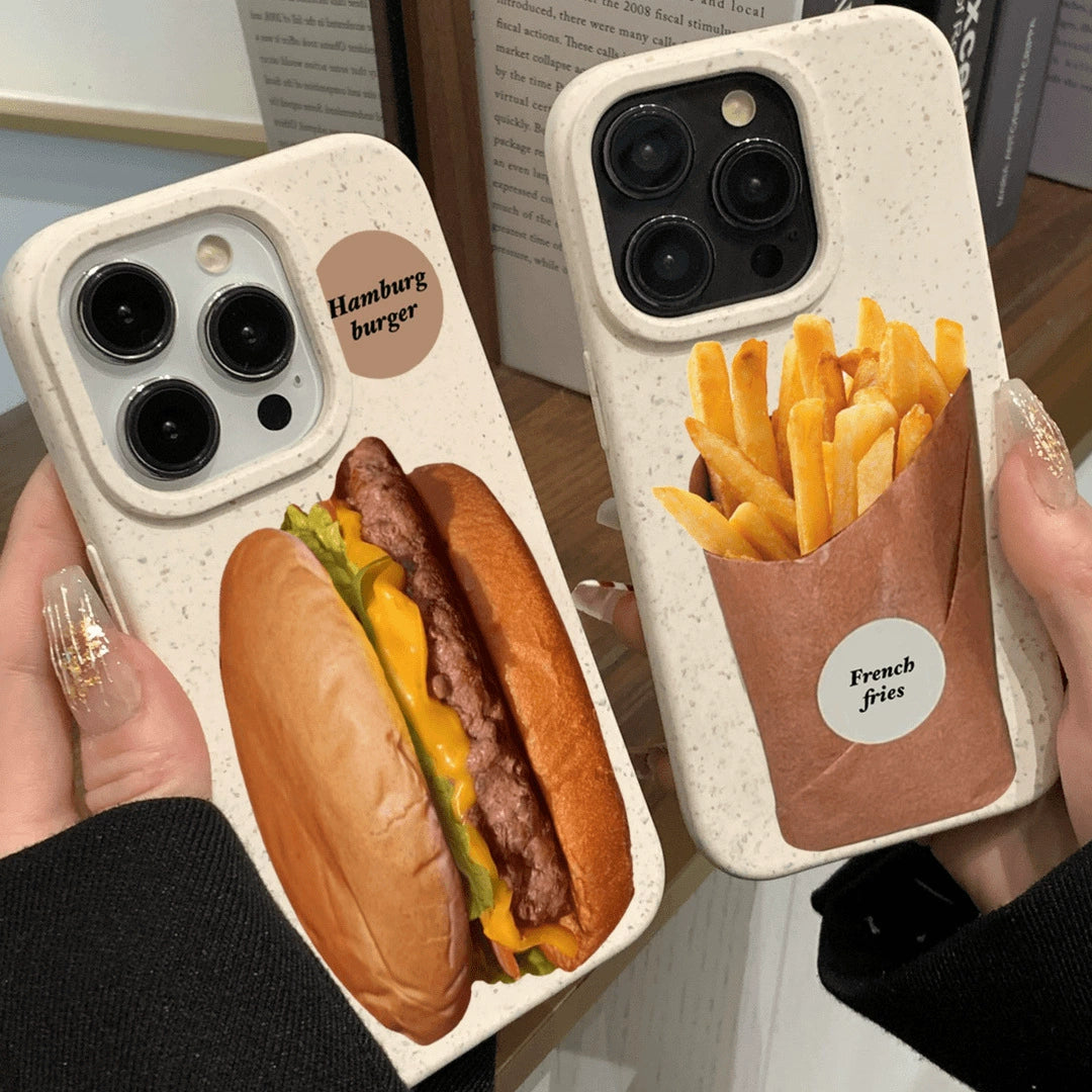 Fries Hamburger Pattern All Inclusive Shock Proof Phone Case For iPhone 16 Pro Max 15 14 13 11