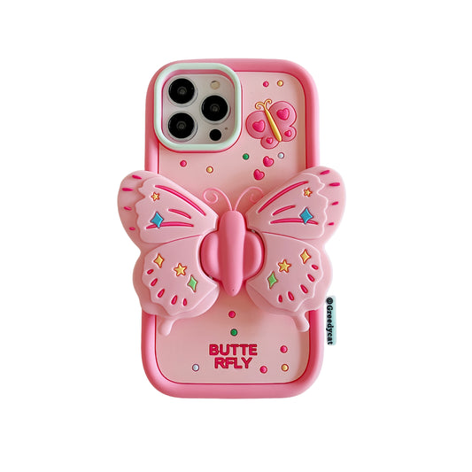 Phone Case with Butterfly Silicone Kickstand for Huawei Honor