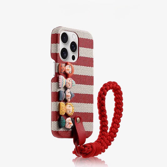 iPhone  Case Trendy Striped  Plush Doll for iPhone 16/15/11 Pro/Pro Max/Plus