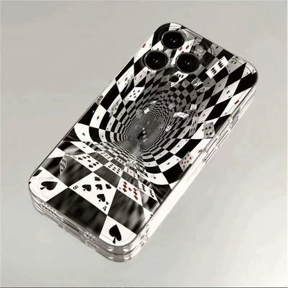 3D Blackjack Poker Pattern Shockproof Full Coverage Phone Case For iPhone 16 Pro Max 15 14 13 11