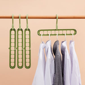 Multi-Function Multi-Layer Folding Magic Hanger with Nine Holes, Plastic Storage Rack Closet Organizers