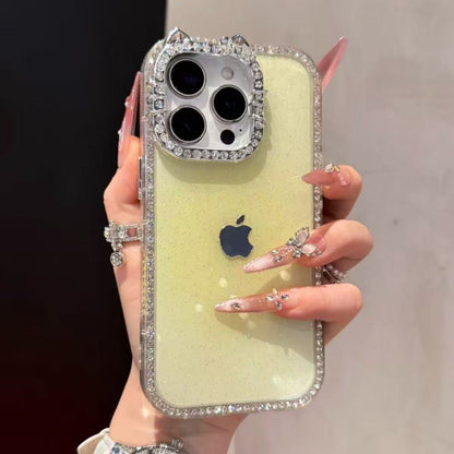 3D Diamond Cat Ear Shockproof Gradient Phone Case For iPhone 17 Pro Max 16 15 14 13