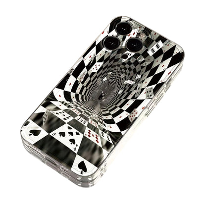 3D Blackjack Poker Pattern Shockproof Full Coverage Phone Case For iPhone 16 Pro Max 15 14 13 11