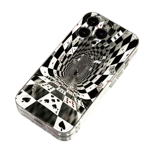 3D Blackjack Poker Pattern Shockproof Full Coverage Phone Case For iPhone 16 Pro Max 15 14 13 11