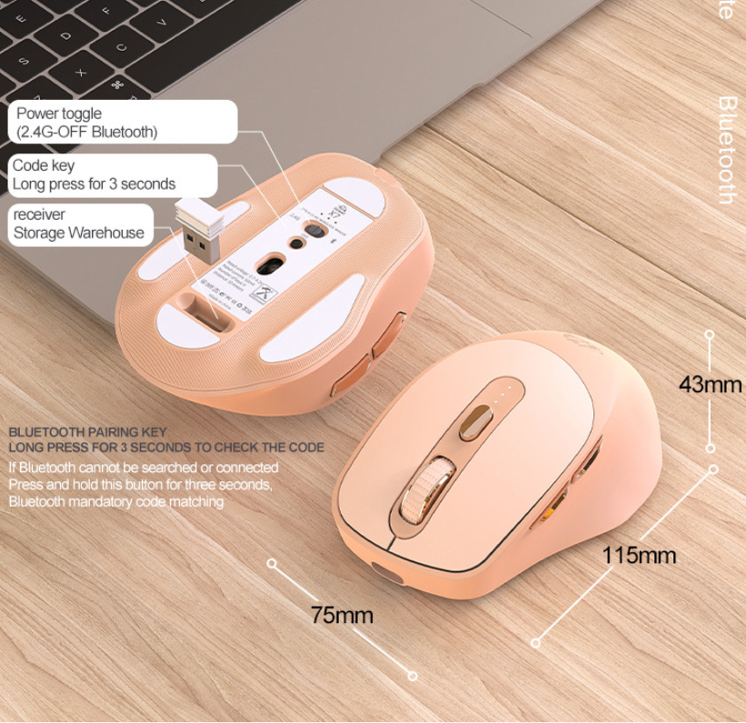 X7 Mouse with Wireless Bluetooth Dual Mode for Work Game