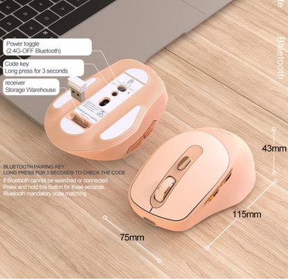 X7 Mouse with Wireless Bluetooth Dual Mode for Work Game