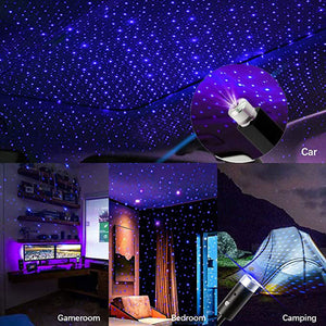 Bedroom atmosphere light Romantic LED Car Roof Star Night Light Projector Atmosphere Galaxy Lamp USB Decorative Lamp Adjustable Car Interior Decor Light