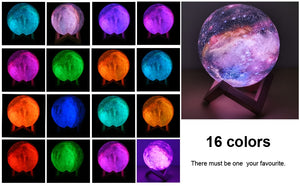 ZK20 3D Printing Moon Lamp Galaxy Moon Light Kids Night Light 16 Color Change Touch and Remote Control Galaxy Light as Gifts