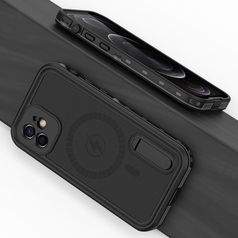 IP68 Real Waterproof Phone Case For iPhone 12 Pro Max 12 Mini 12 Pro Underwater Diving Water Proof Hide Bracket Phone Covers
