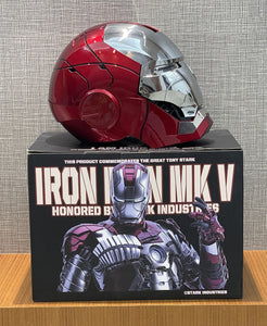 Cosplay Iron Man Mk5 Electric Helmet Multi-piece Opening And Closing Helmet Voice Control Eyes Model Toy For Children Adult Gift